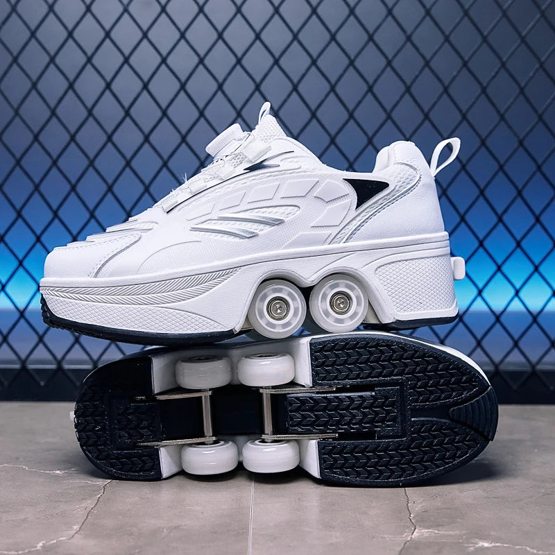 2026 New Big Four-Wheeled Roller Skates Four-Wheeled Retractable Teenagers Roller Skates Waterproof Roller Skates Kids Gifts