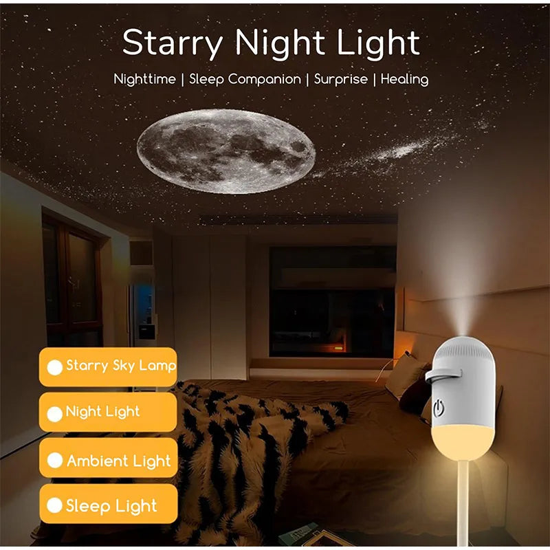 2 in 1 Usb Mini Galaxy Star Projector Night Light with Film Starry Sky Ambient Light for Car Home Decoration for Adults and Kids