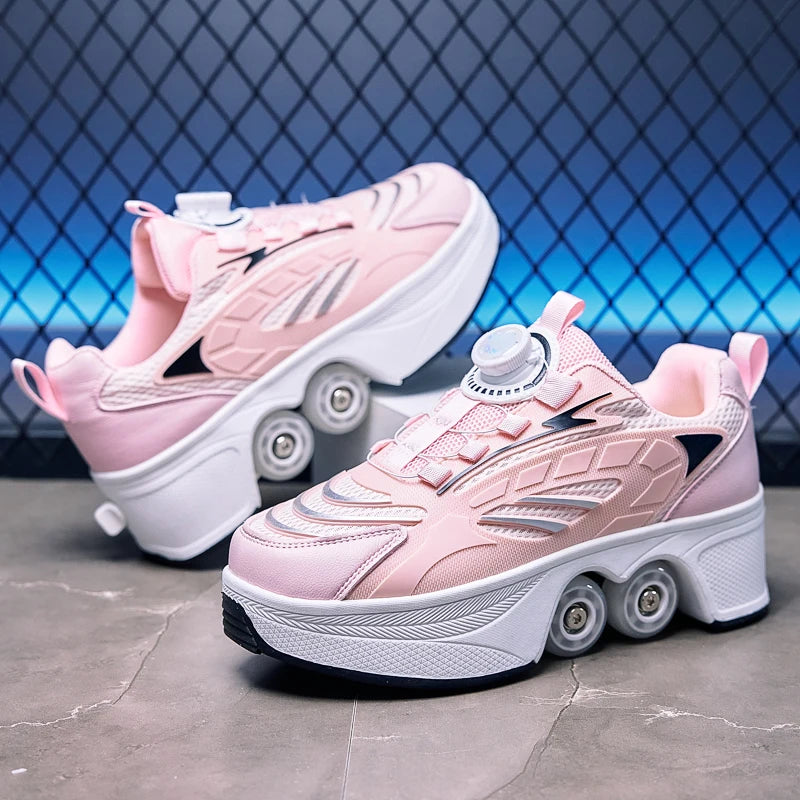 2026 New Big Four-Wheeled Roller Skates Four-Wheeled Retractable Teenagers Roller Skates Waterproof Roller Skates Kids Gifts