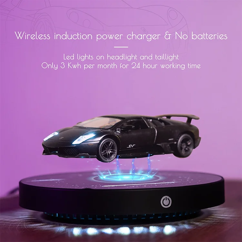 Experience the Magic of Magnetic Levitation with Our 1:36 Scale Diecast Car Model – Stunning Floating Display Base with LED Lights and 360° Rotation for an Unforgettable Desk Decor!