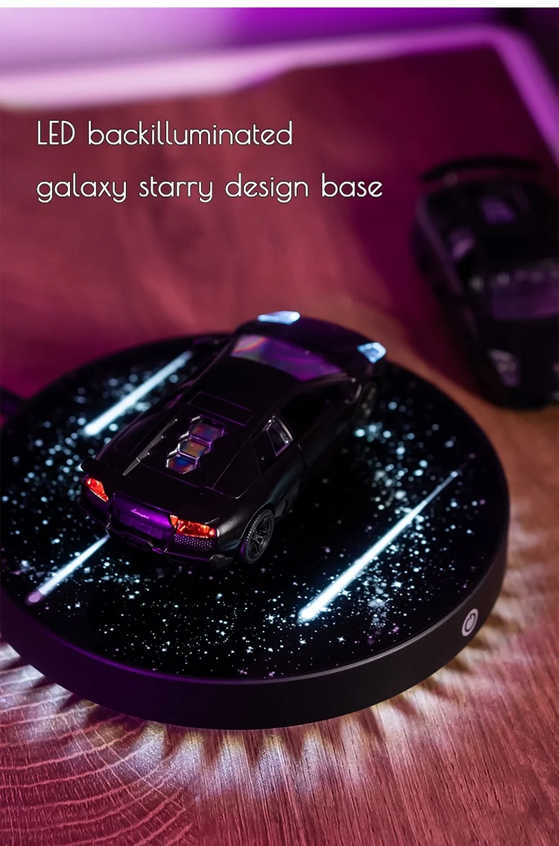 Experience the Magic of Magnetic Levitation with Our 1:36 Scale Diecast Car Model – Stunning Floating Display Base with LED Lights and 360° Rotation for an Unforgettable Desk Decor!
