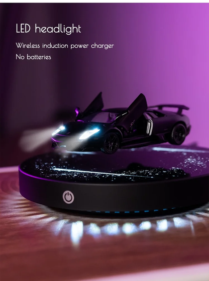 Experience the Magic of Magnetic Levitation with Our 1:36 Scale Diecast Car Model – Stunning Floating Display Base with LED Lights and 360° Rotation for an Unforgettable Desk Decor!