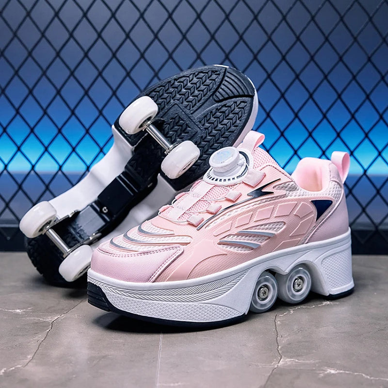 2026 New Big Four-Wheeled Roller Skates Four-Wheeled Retractable Teenagers Roller Skates Waterproof Roller Skates Kids Gifts