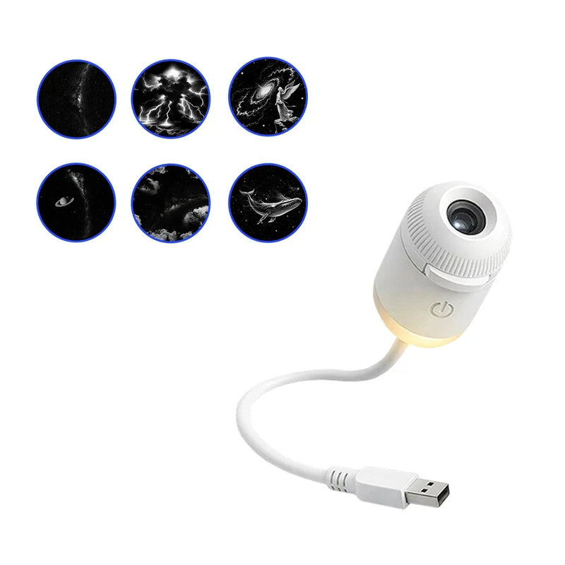 2 in 1 Usb Mini Galaxy Star Projector Night Light with Film Starry Sky Ambient Light for Car Home Decoration for Adults and Kids
