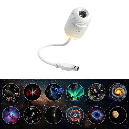 2 in 1 Usb Mini Galaxy Star Projector Night Light with Film Starry Sky Ambient Light for Car Home Decoration for Adults and Kids