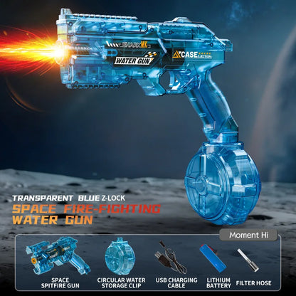 Space Electric Water Gun Energy Ring Burst Transformation LED Lights Large Capacity Full Auto Continuous Fire Squirt Gun Toy