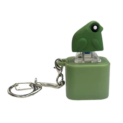 Croaking Frog Fidget Pendant Keychain with Colorful Lights Rechargeable Stress Reliever Anxiety Sensory Funny Sound Button Charm