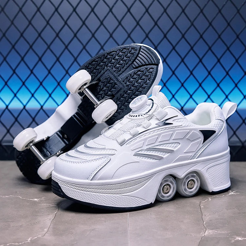 2026 New Big Four-Wheeled Roller Skates Four-Wheeled Retractable Teenagers Roller Skates Waterproof Roller Skates Kids Gifts