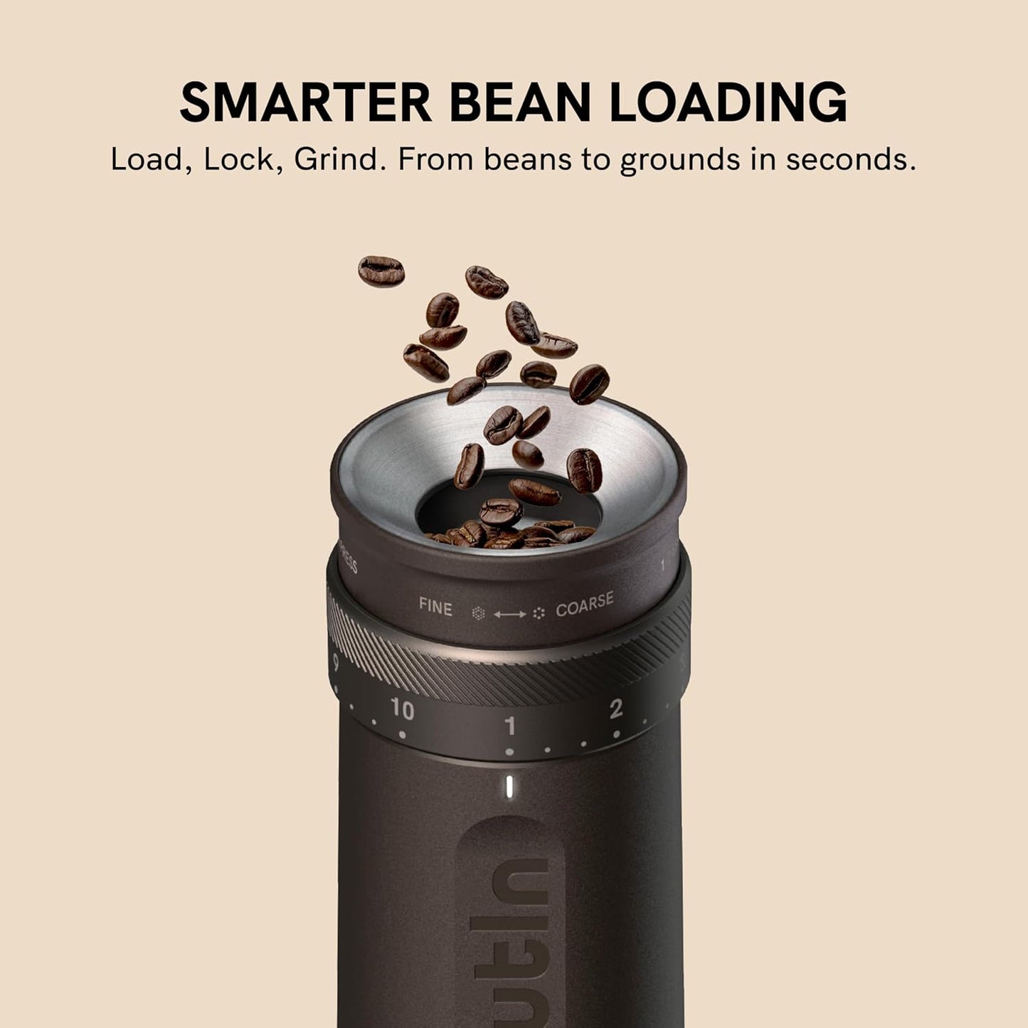 Fino Portable Electric Coffee Grinder,Adjustable Coffee Bean Grinder with 28 Precise Grind Setting,One-Button Burr Coffee Grinder with Fast‑Charge Battery, Auto‑Stop & Clog‑Protection