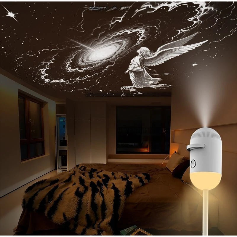 2 in 1 Usb Mini Galaxy Star Projector Night Light with Film Starry Sky Ambient Light for Car Home Decoration for Adults and Kids