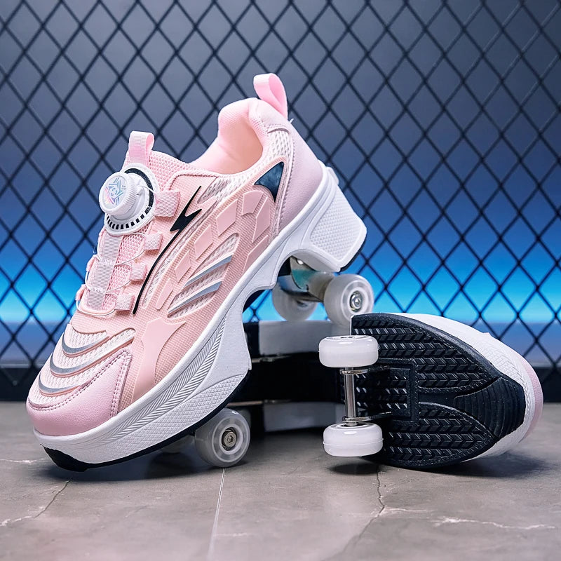 2026 New Big Four-Wheeled Roller Skates Four-Wheeled Retractable Teenagers Roller Skates Waterproof Roller Skates Kids Gifts
