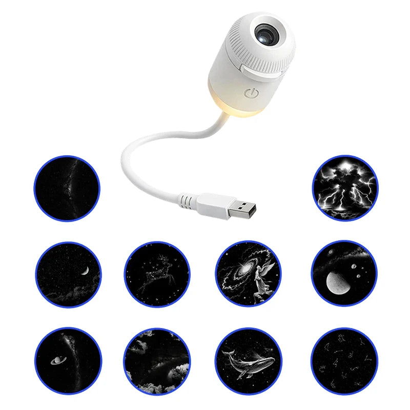 2 in 1 Usb Mini Galaxy Star Projector Night Light with Film Starry Sky Ambient Light for Car Home Decoration for Adults and Kids