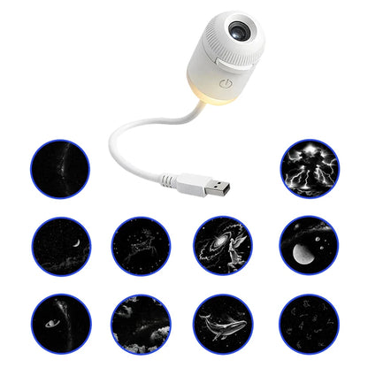 2 in 1 Usb Mini Galaxy Star Projector Night Light with Film Starry Sky Ambient Light for Car Home Decoration for Adults and Kids