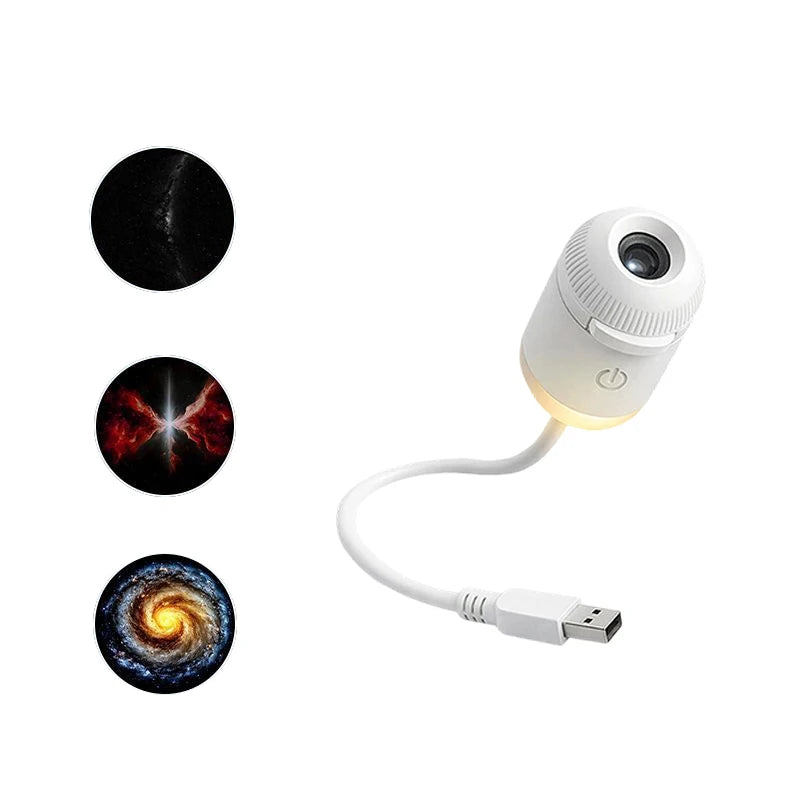 2 in 1 Usb Mini Galaxy Star Projector Night Light with Film Starry Sky Ambient Light for Car Home Decoration for Adults and Kids