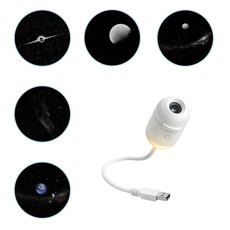 2 in 1 Usb Mini Galaxy Star Projector Night Light with Film Starry Sky Ambient Light for Car Home Decoration for Adults and Kids