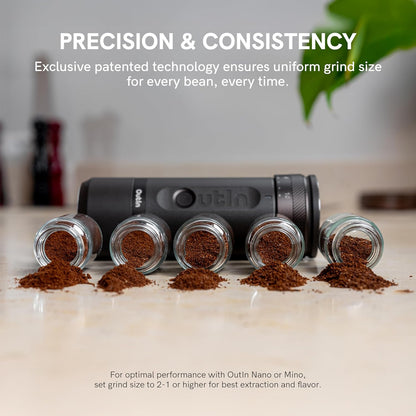 Fino Portable Electric Coffee Grinder,Adjustable Coffee Bean Grinder with 28 Precise Grind Setting,One-Button Burr Coffee Grinder with Fast‑Charge Battery, Auto‑Stop & Clog‑Protection