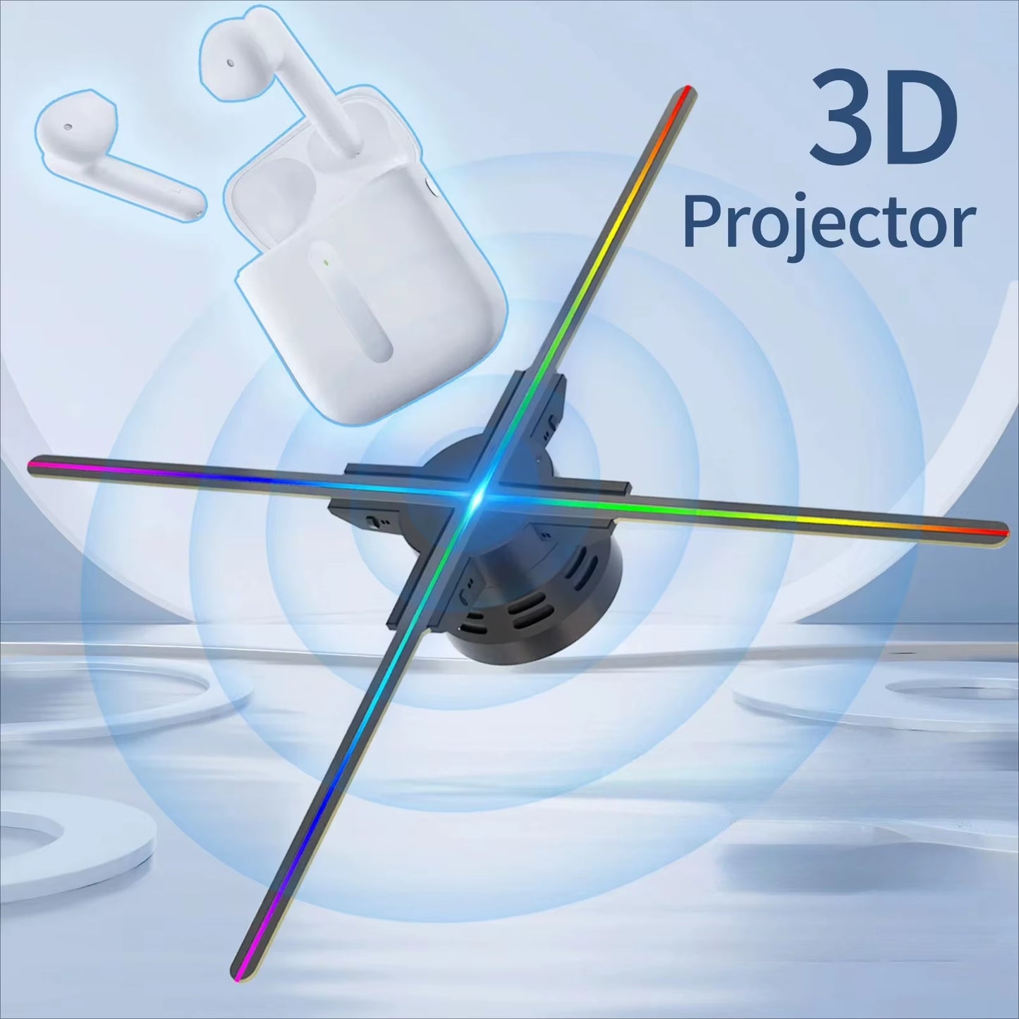 42-56Cm 3D Holographic Projection Wifi Led Logo Holographic Light Player 3D Fan Holographic Advertising Lights