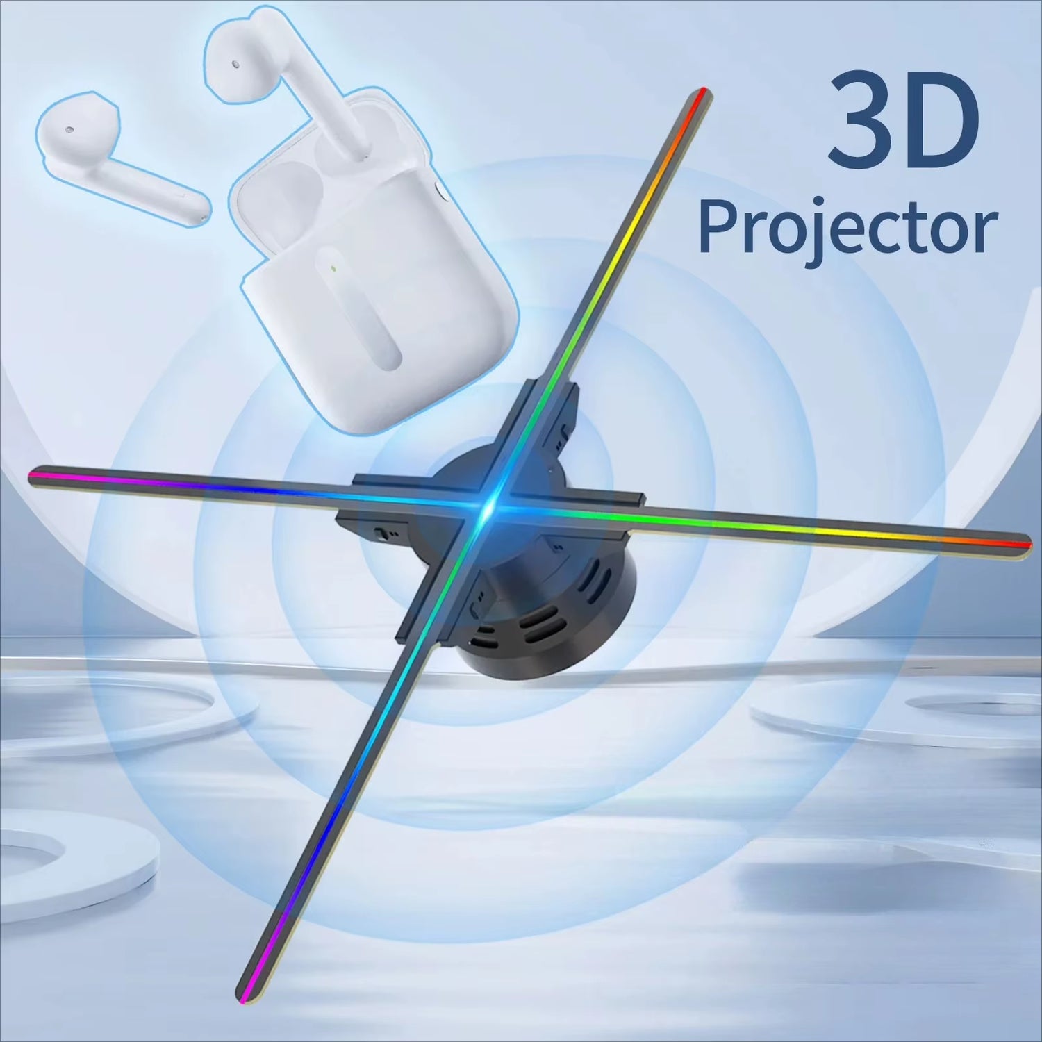 42-56Cm 3D Holographic Projection Wifi Led Logo Holographic Light Player 3D Fan Holographic Advertising Lights